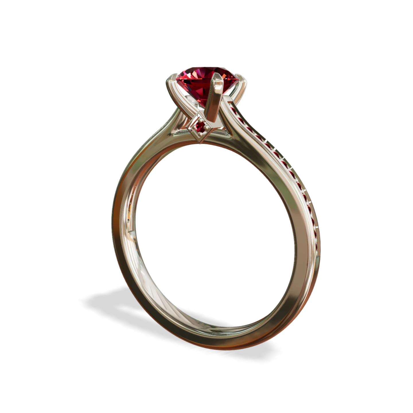 Charlotte, an engagement ring, in platinum with a ruby